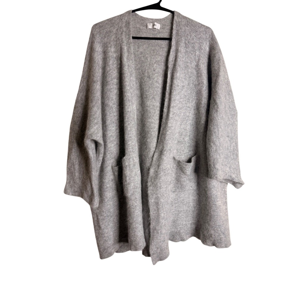 STORQ Women M L Gray Baby Alpaca Wool Open Front Maternity Cardigan Sweater